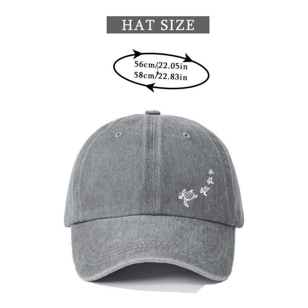 Minimalist Style Turtle Print Baseball Cap Soft Cotton Trucker Hat Washed Baseball Cap  For Adults