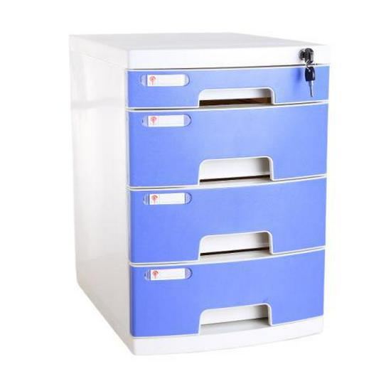 4-Drawer Lockable Plastic Office File Cabinet, Thickened Storage Box