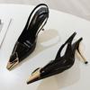 Summer Set Diamonds Design Luxury Heels Womens Elegant Pointed Toe Thin Heel Slingback Sandals Wedding Shoes Zapatillas De Mujer