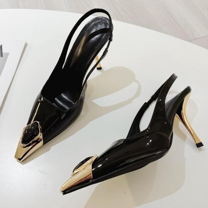 Summer Set Diamonds Design Luxury Heels Womens Elegant Pointed Toe Thin Heel Slingback Sandals Wedding Shoes Zapatillas De Mujer