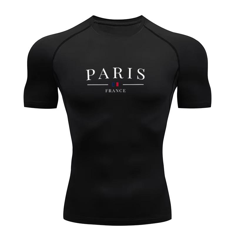 

Men s Bodybuilding Sports Tight T-shirt Summer Compression O-Neck T Shirt Gym Fitness Quick Dry Running Tshirt Male Tops S