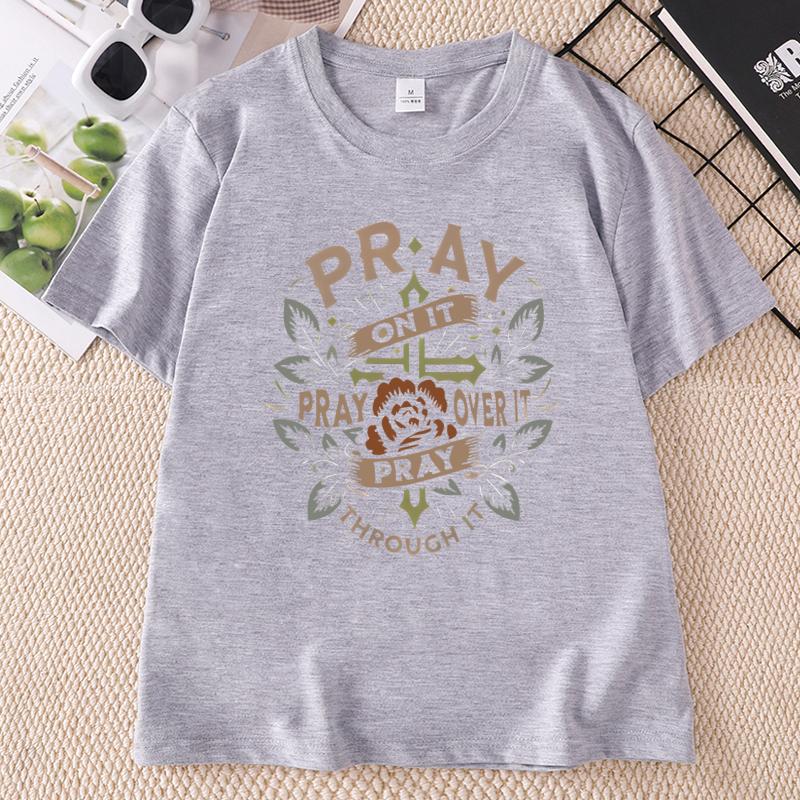 UnisexS Floral Letter Print Tshirts Casual Round Neck T Shirt for Summer Short Sleeve Printed Tshirt Unisex Clothing Tops