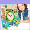 Hölzerne Froschuhr für Kinder Lernspielzeug für die frühe kognitive Entwicklung Interaktives Puzzle-Brettspiel