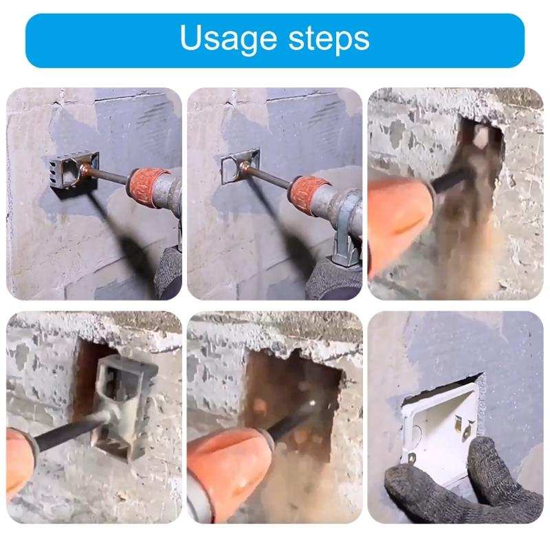 Practical 340g Square Shanks Hammer Grooving Chisels Junction Box Cutter for 86 Type Electrical Box Installation