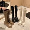 But knee boots, women's small and thin women's boots, new thick-soled tall British knight boots in autumn and winter 2025