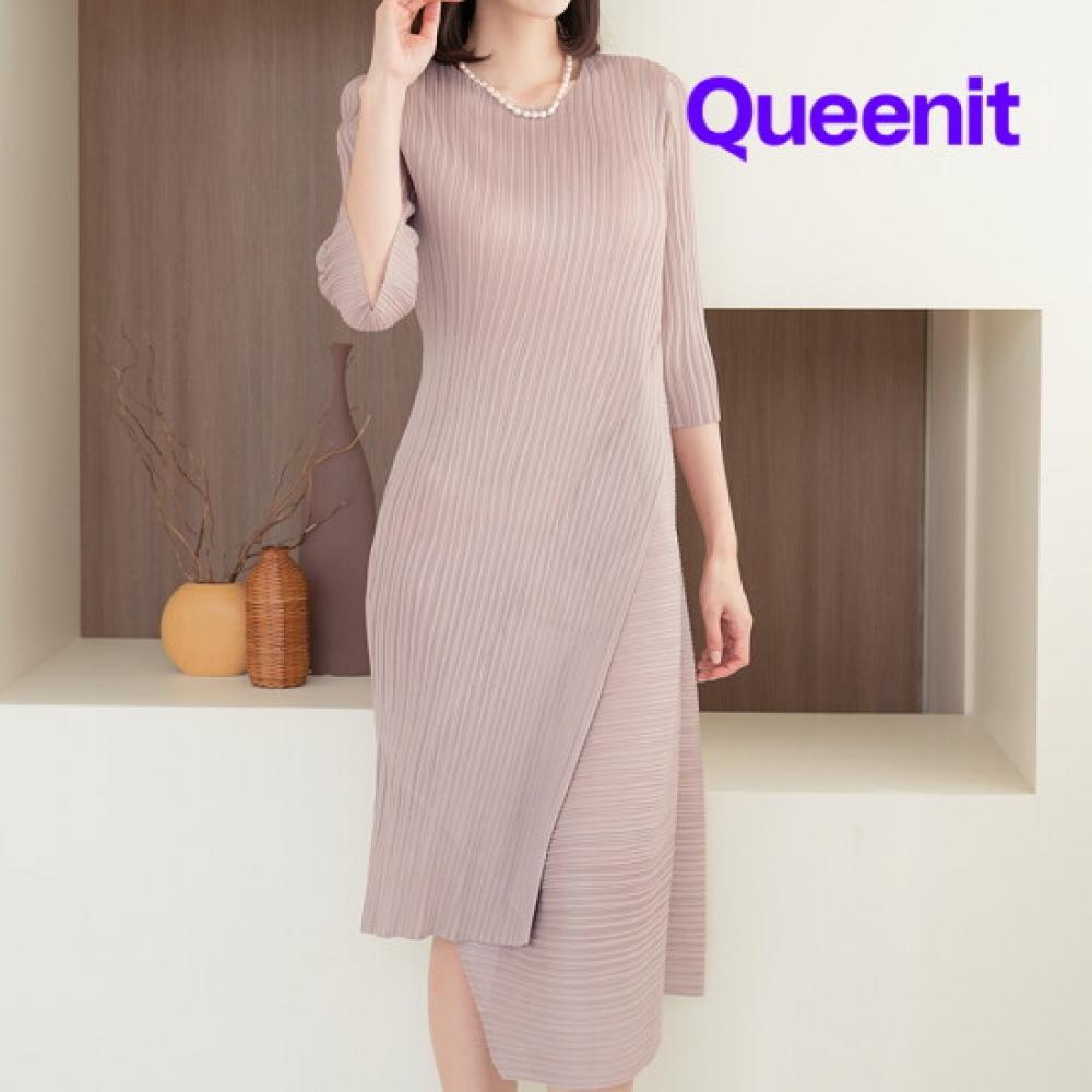 Plara Women Diagonal Overlap Pleats Dress