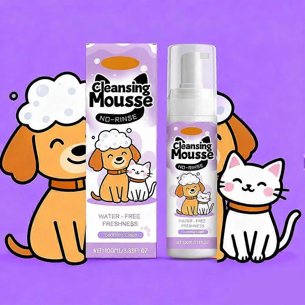 Pet No-Rinse Facial Cleansing Mousse Cat Dog Body Hair Odor Removal Clean Convenient No-Rinse Foam Mousse