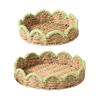 Plateau Corbeille Festonné Élégant Plateau de Rangement avec Motif Tissé à la Main Pour Commode de Chambre et Décoration de Salon
