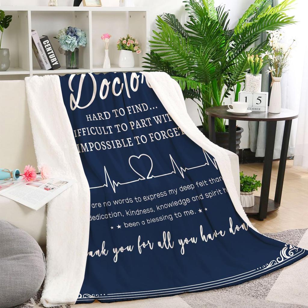 Doctor Appreciation Gift Blanket 50 x 60 Inch - Soft Medical Professional Throw for Physicians Dentists Veterinarians Retirement Birthday Thanksgivin
