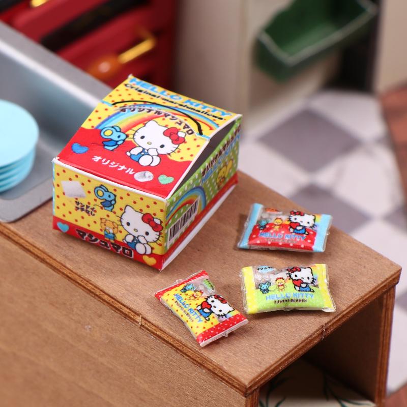 1:12 Dollhouse Miniature Hello Kitty Boxed Candy Sanrio Kt Cat Candy Food Model Decor Toy Doll House Accessories