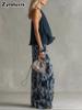 Summer New Sleeveless Vest Top & Printed Wide Leg Pants Chiffon Set