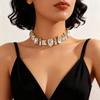 Geometric Design Crystal Choker Necklace Exaggerated Square Clavicle Chain Necklace  Women Jewelry