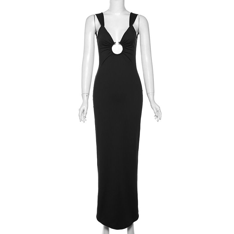 

INS Low-Cut Slim Fit Backless Slit Dress Sling Black S