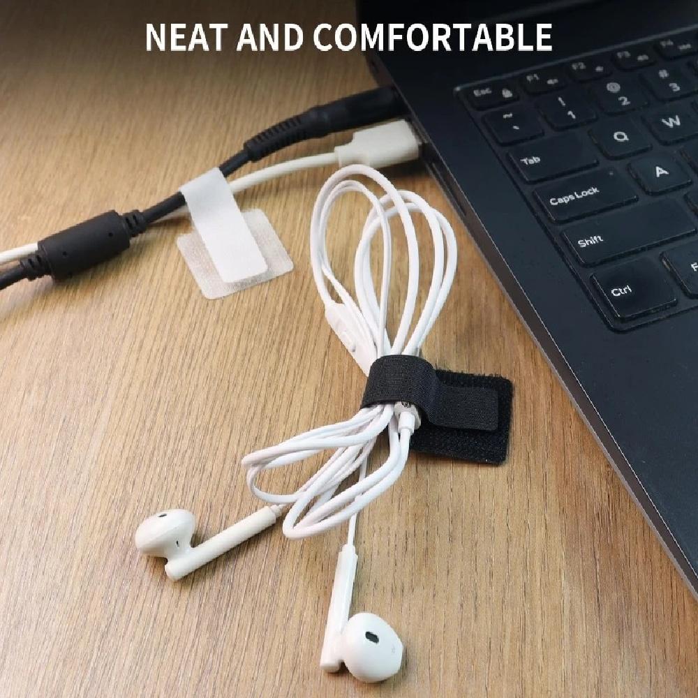 10PCS Ties Fastening Wire Reusable Cable Organizer Cord Rope Holder Self Adhesive Adjustable Organizer Strap Desk Management