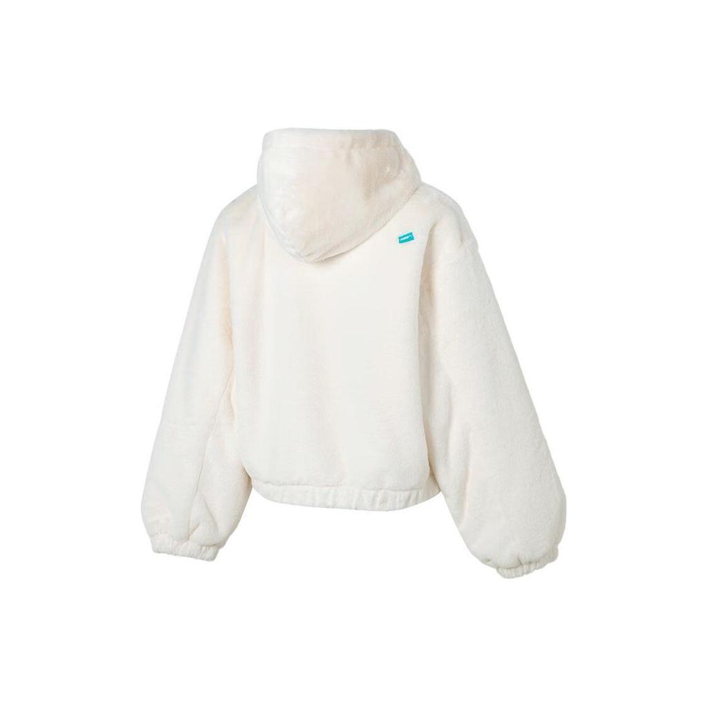Puma Letter Print Hooded Warm Casual Fleece Jacket Women jackets White 625194-65