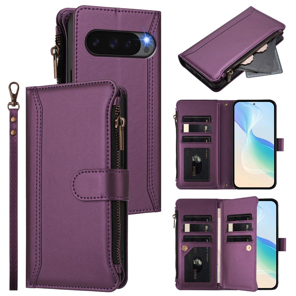Crossbody Card Solt Zipper Wallet Book Case For Google Pixel 9 Pro XL 9A 8 8Pro 8A 7A 7 Book Pocket Bag Long Lanyard Stand Cover