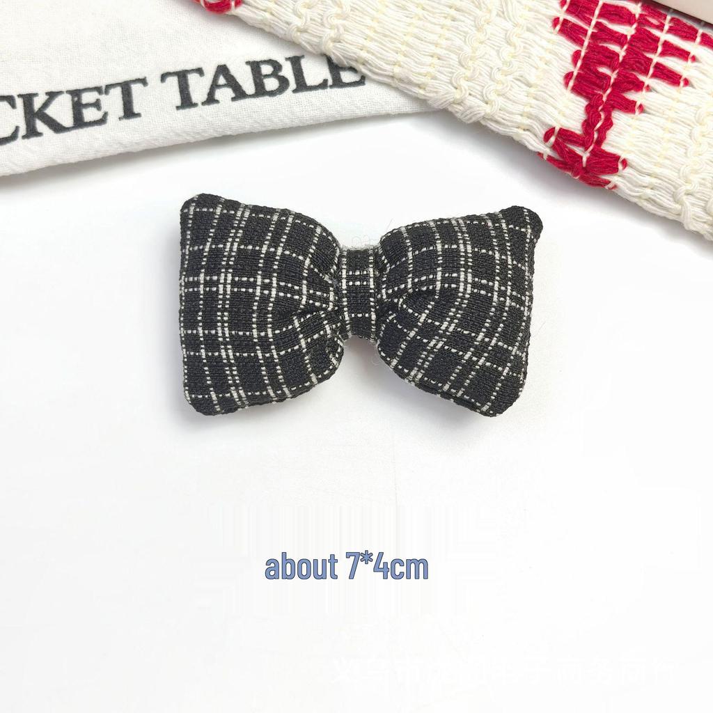 New Cotton-Filled Plaid Bow Knot Hair Clip & Scarf Decoration - Korean Style DIY Jewelry