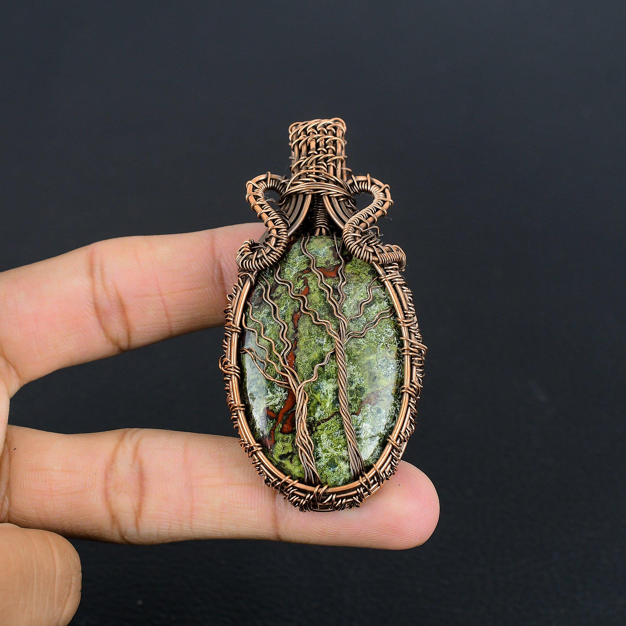 

Dragon Blood Jasper 999 Copper Wire Wrapped Pendant, Handmade Gemstone Tree Of Life Pendant Jewelry, Gifts For Wife Brand New Pendant 2.28 Inches