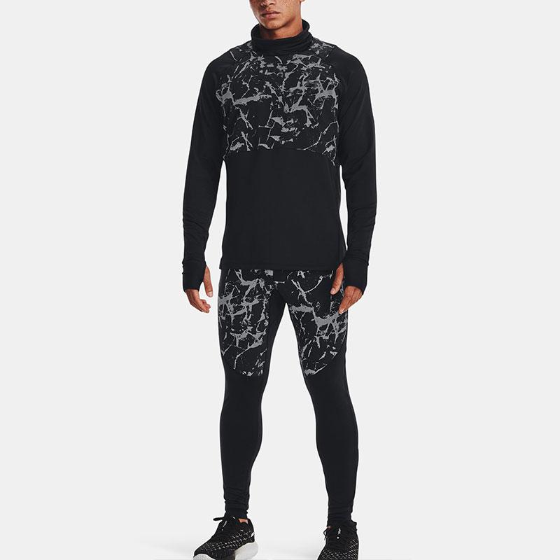 Under Armour Patterned Waterproof Breathable High Neck Pullover Long Sleeve T-Shirt Men Tops Black 1373212-001