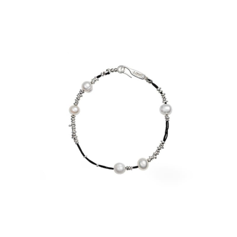 

lowool Black thread silver pearl bracelet XL(20~21cm)