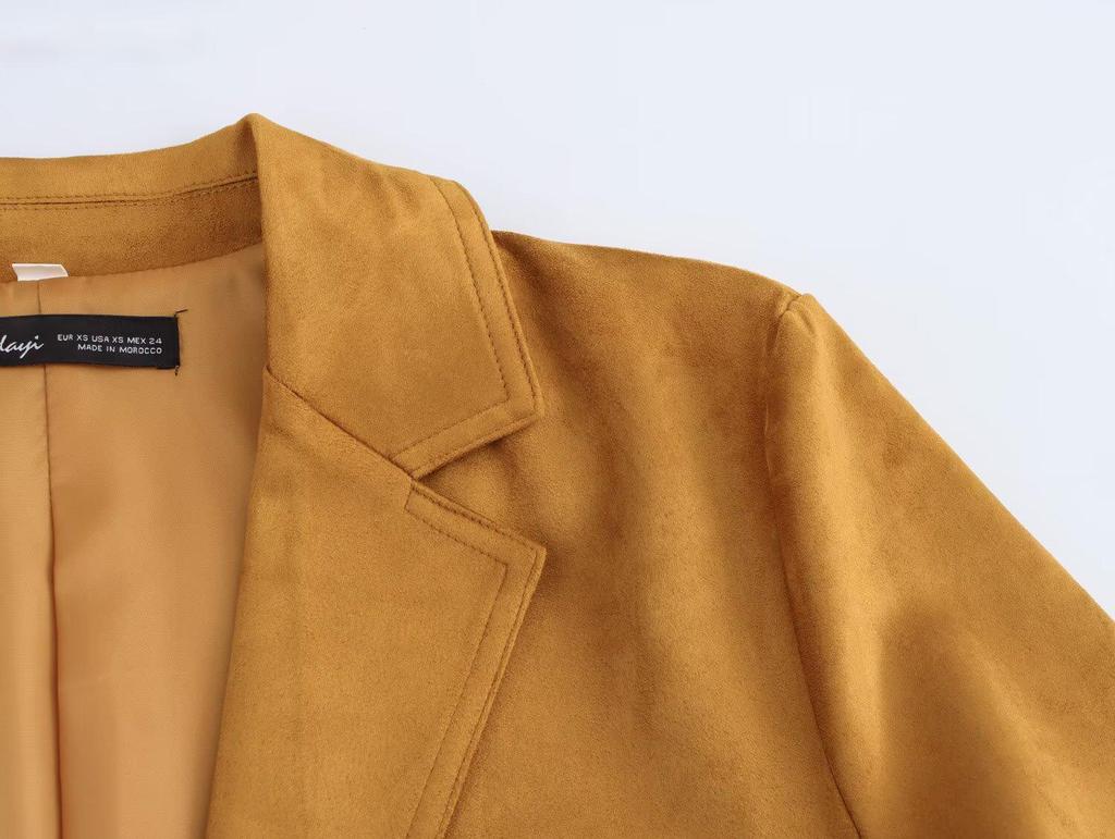 2024 New Women's Suede Texture Suit Jacket - Stylish European & American Winter Fashion