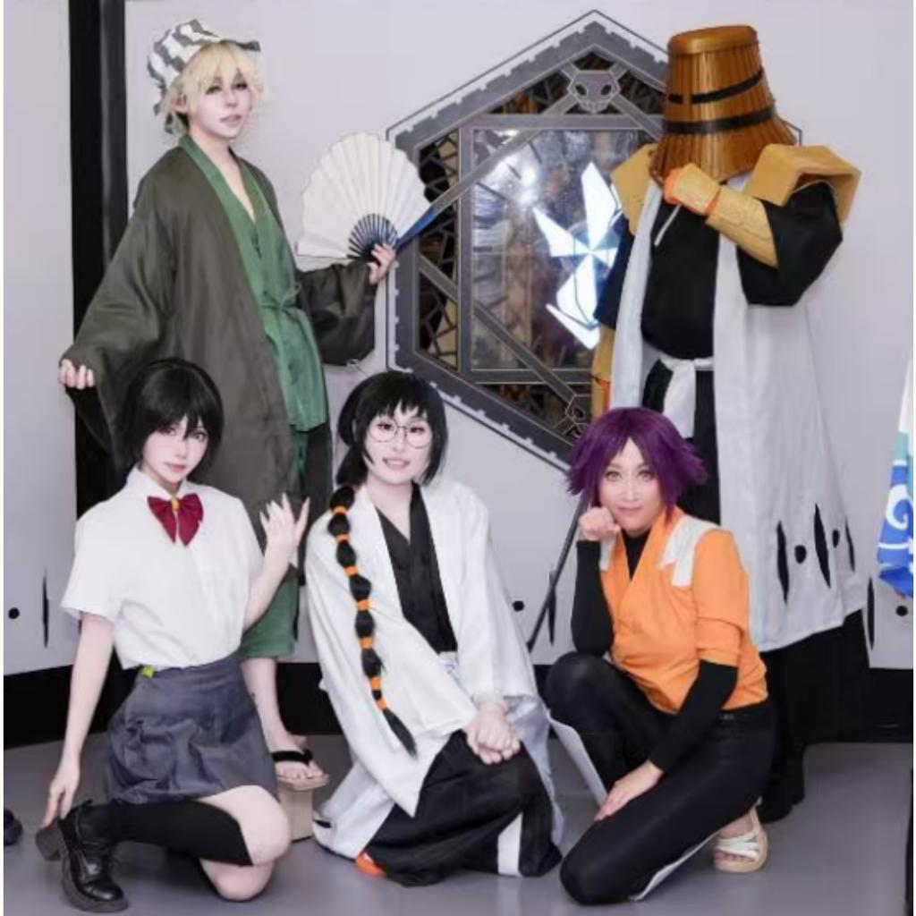 Gorące Anime Bleach Cosplay Urahara Kisuke Gotei 13 Kostium Kimono Mundur Peleryna Góra Spodnie Kapelusz Garnitur Na Halloween Karnawał Imprezę