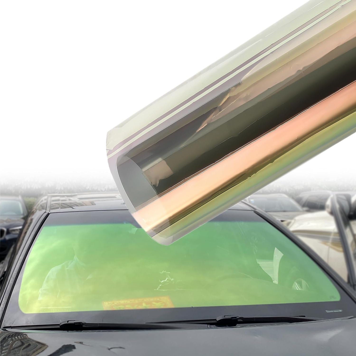 

Green Chameleon Car Window Tint Film - 58% VLT, Color Change Windshield Tint, Solar Protection - 29.52 x 118.11 39.37 x 61.02