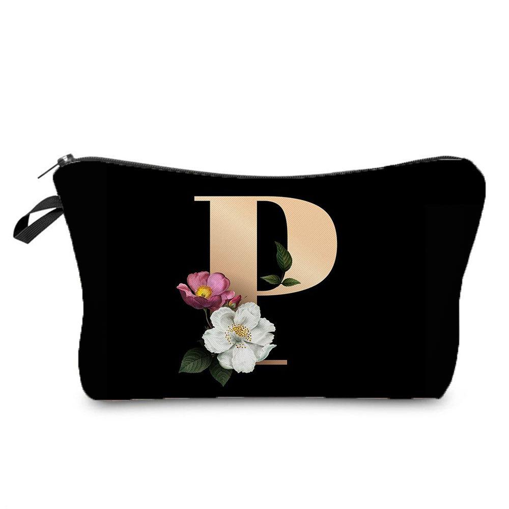 Women's Cosmetic Bag Makeup Bag Female Initial Name Letter Pattern Lipstick Bags Handbags Coin Purse Pencil Cases for Office