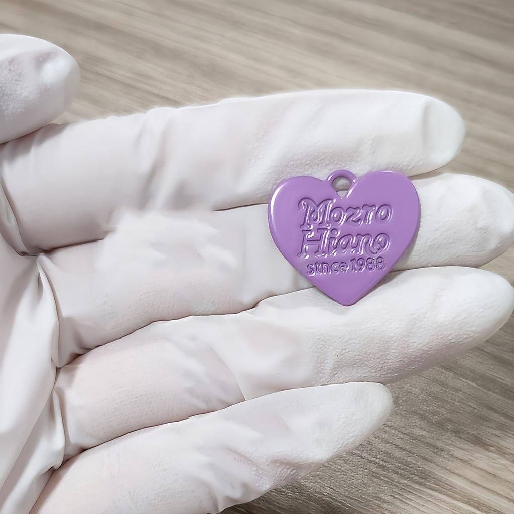 10Pcs Metal Heart Pendants Charms Dog Tags Candy Color for Bracelet Earrings Necklace DIY Jewelry Making Accessories Supplies