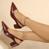 New Plus-size European and American Style Pointed Toe Stiletto High-heeled Sandals for Women with Crocodile Pattern and Back Strap.
