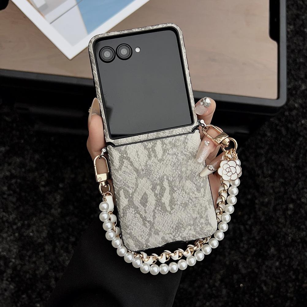 Plain Python Skin Pattern Side-hung Phone Case For Samsung Z Flip 7 Flip7 Flip 6 Galaxy Z Flip 6 5 Slim Hard Protect Cover
