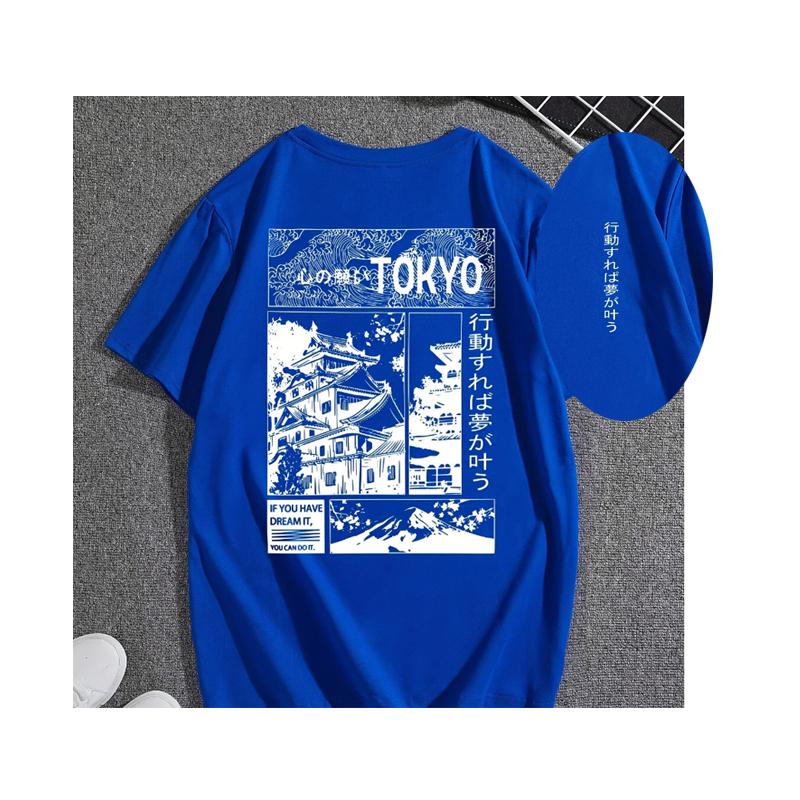 Men's Casual Versatile Letter and Landscape Print Round Neck Short Sleeve T-Shirt, Summer Outdoor Sports Short Sleeve