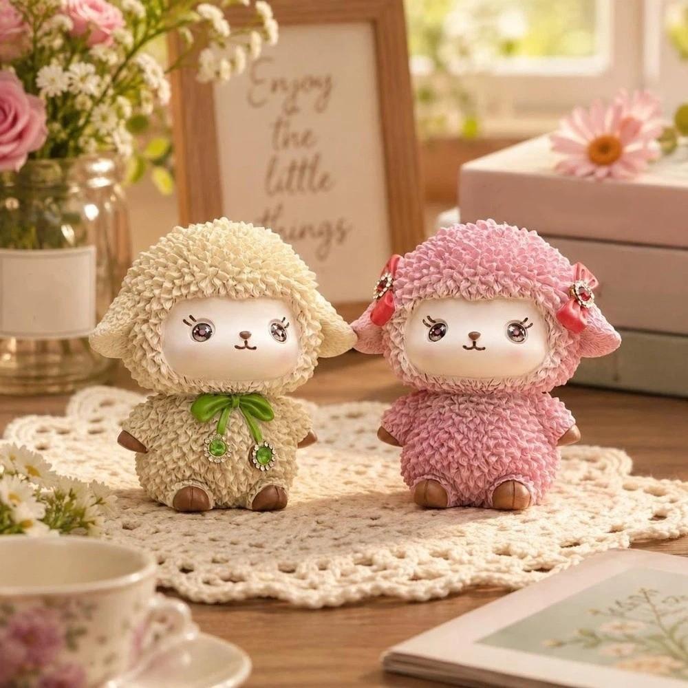 Resin Craft 2027 Lamb Statue Cute New Year Ornaments Elegant Sheep Year Figurine Office Desk
