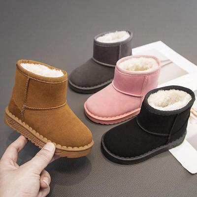 Bottes de neige d'hiver pour enfants 2025: Bottes chaudes en coton doublées de velours pour filles et garçons, style court