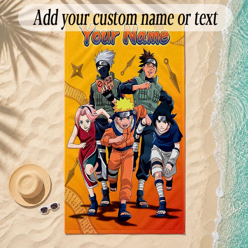 Beach TowelNaruto Custom Name Text Personalized Soft Towel for Beach Pool Indoor Home Decor Gift