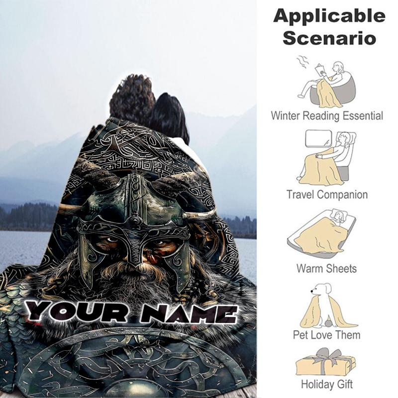 1PC Custom Name Warrior Poster flannel blanket versatile,all-season throw suitable for the living room,bedroom,camping,travel,and gift