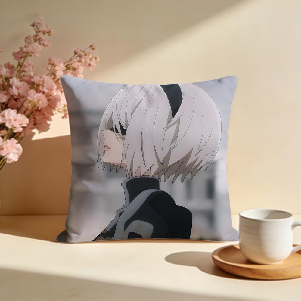 Fashion NNieRAutomataing Cushion Cover Stylish Washable Pillow Cover Ideal for Couch Bedroom Car Decoration