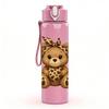 1PC Cute Brown Teddy Bear Art 750ml Color Plastic Sports Water Bottle Leakproof Flip Straw Lid Suitable for Sports Office Home Use