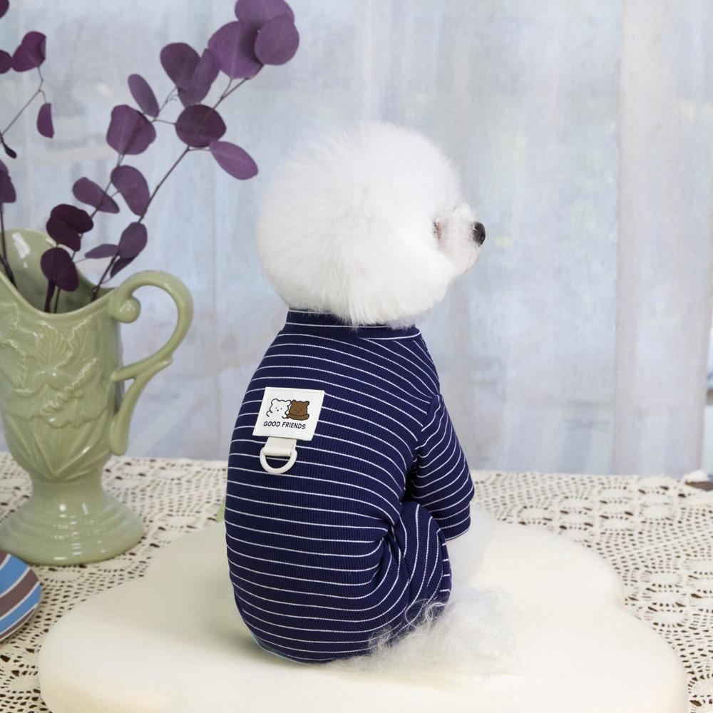 Breathable Striped Dog Pajamas Short Sleeve Puppy Sweatshirt Fashion Puppy Overalls  Chihuahua