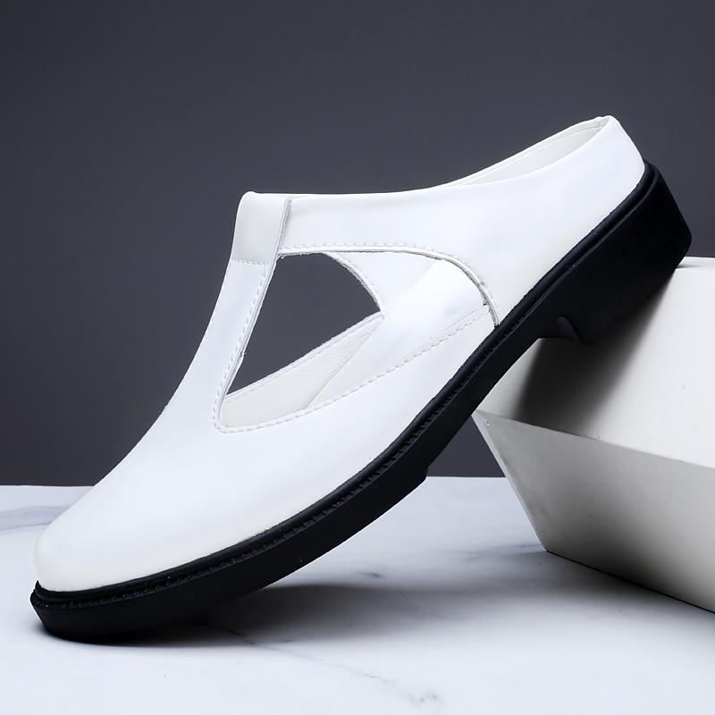 Fashion Summer Genuine Leather Breathable Men's Sandals Outdoor Anti Slip Wear-resistant Casual Slippers Flat Designer Walking Shoes