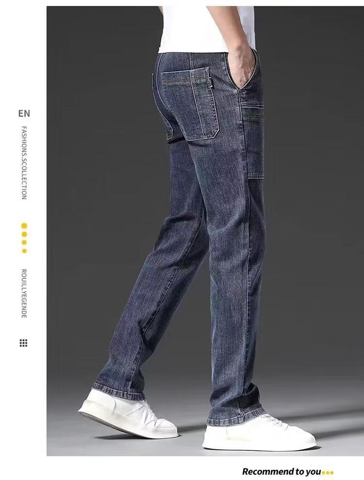 Elastické pánské slim straight džíny s více kapsami - Trendy a všestranné pro podzimní/zimní ležérní módu