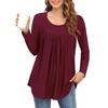 Women's Fashionable Casual Solid-color Long-sleeved Pullover Round-neck T-shirt Top