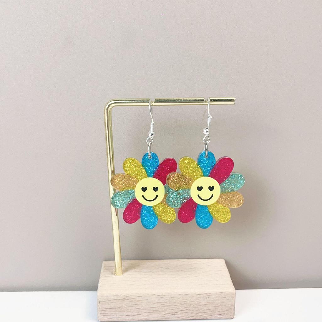 Patriotic Flag Earrings: Sunflower, Heart, Butterfly & Star Designs