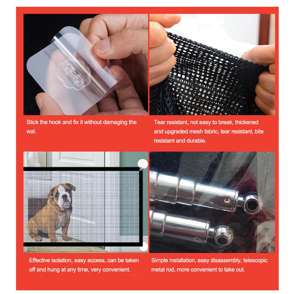 Dog Fence Multipurpose Safety Gate Foldable Design Household Accessories Craftsmanship Adjusable Rod Flexible Puppy Barrier