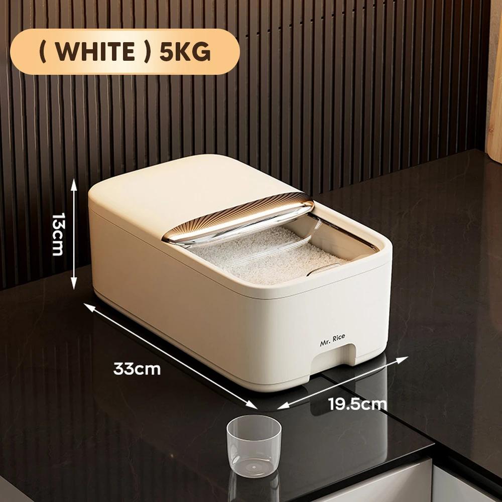 5/10KG Rice Storage Box Grain Sealed Jar Insect Proof Moisture Proof with Sliding Cover Rice Containers Kitchen Rice Storage Box