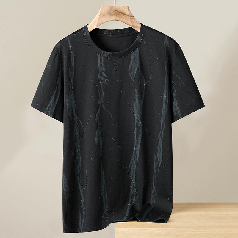 4XL-11XL Большие размеры Топы Летние футболки большого размера Мужские футболки с коротким рукавом Модная винтажная одежда 4XL85kg-95kg чёрный 2114₽