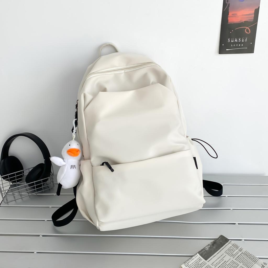 Schoolbag large capacity solid color backpack female Korean version simple versatile schoolbag male junior high school backpack female