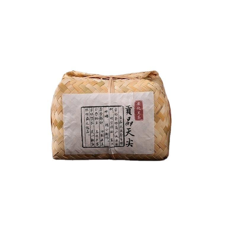 

500 г черного чая Хунань Аньхуа, чай Тяньцзянь, бамбуковая корзина, выдержанный черный чай Tribute