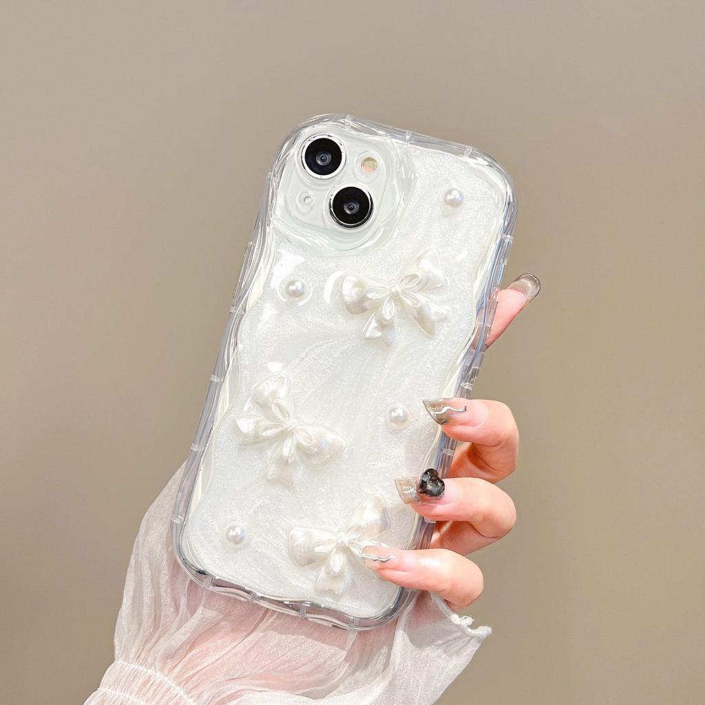 Premium smudge three-dimensional bow for iPhone15promax mobile phone case Apple 14 13 women 12 Korea 11