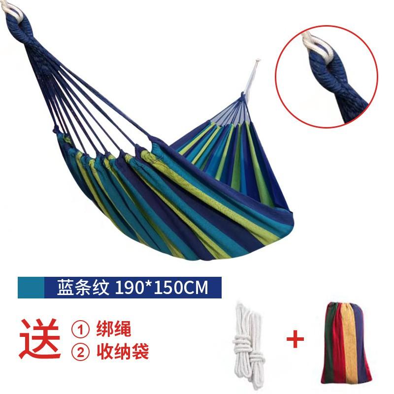 Heavy Duty Canvas Hammock With Curved Rod Outdoor Camping Swing Single Double Person Anti-Tip Design